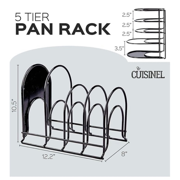 Cusinel Heavy Duty Pan Organizer, 5 Tier Rack - Holds up to 50 LB - Picture 3 of 6
